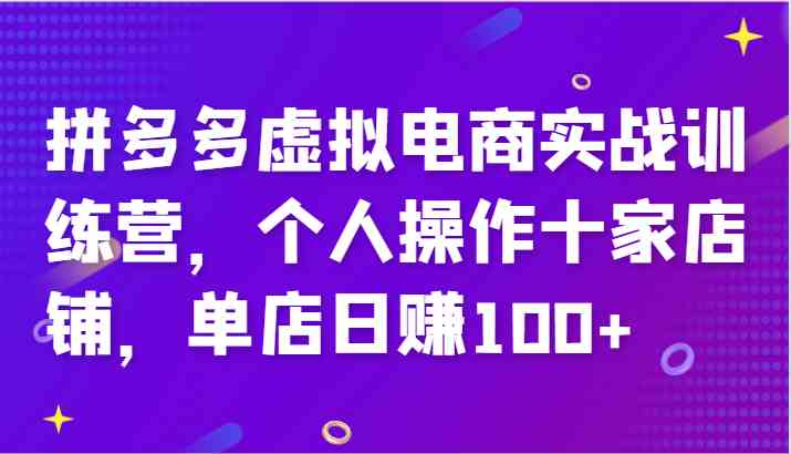 拼多多虚拟电商实战训练营，个人操作十家店铺，单店日赚100+-世康聊项目