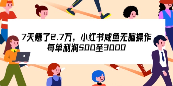 （12192期）7天收了2.7万，小红书咸鱼无脑操作，每单利润500至3000-世康聊项目