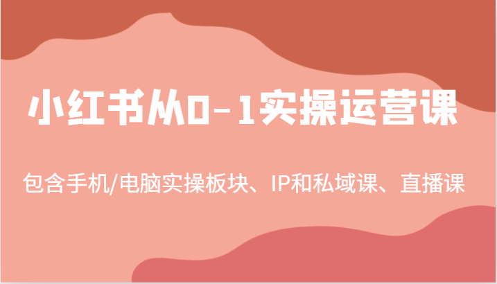 小红书从0-1实操运营课，包含手机/电脑实操板块、IP和私域课、直播课（97节）-世康聊项目