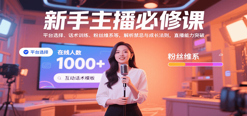 新手主播必修课：平台选择、话术训练、粉丝维系等，解析禁忌与成长法则，突破直播能力-世康聊项目