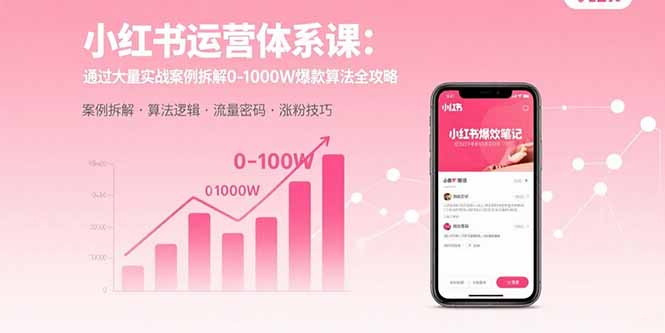 小红书运营体系课：通过大量实战案例拆解0-1000W爆款算法全攻略-世康聊项目