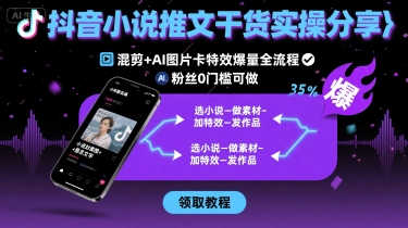 抖音小说推文干货实操分享，混剪+AI图片卡特效爆量全流程，0粉丝0门槛可做-世康聊项目