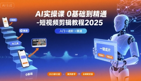 AI实操课0基础到精通-短视频剪辑教程2025-世康聊项目