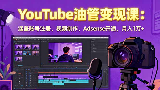 2025YouTube油管变现课：涵盖账号注册、视频制作、Adsense开通，月入1万+-世康聊项目