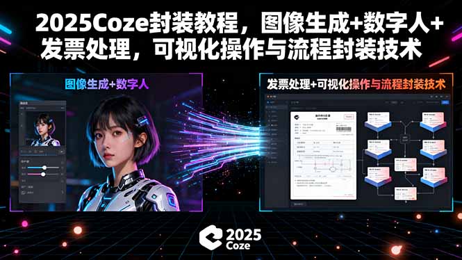 2025Coze封装教程，图像生成+数字人+发票处理，可视化操作与流程封装技术-世康聊项目