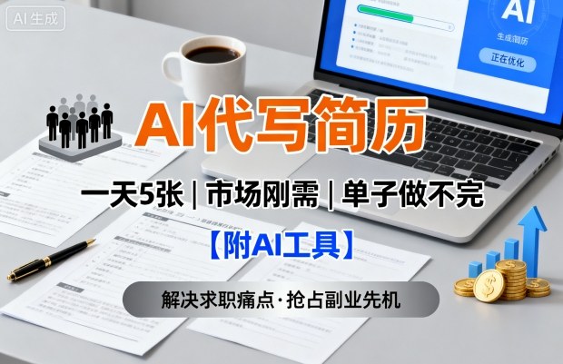 AI代写简历，一天5张，今年找工作难，市场刚需，单子做不完【附AI工具】-世康聊项目