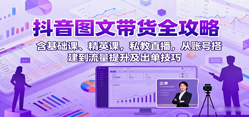 抖音图文带货全攻略：含基础课、精英课，私教直播，从账号搭建到流量提升及出单技巧-世康聊项目