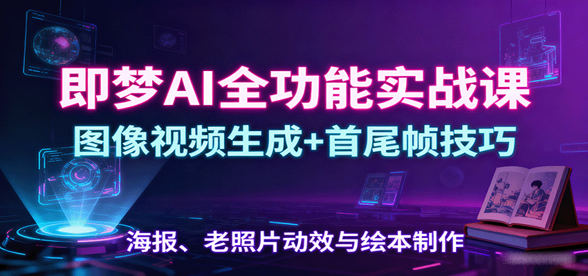 即梦AI全功能实战课：图像视频生成+首尾帧技巧，海报、老照片动效与绘本制作-世康聊项目