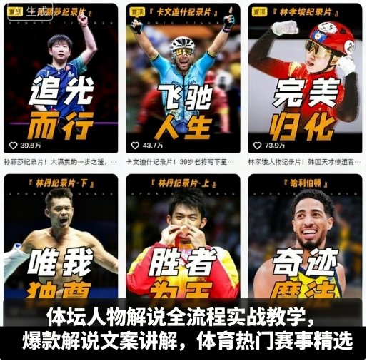 体坛人物解说全流程实战教学，爆款解说文案讲解，体育热门赛事精选-世康聊项目