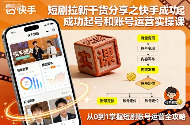 短剧拉新干货分享之快手成功起号和账号运营实操课-世康聊项目