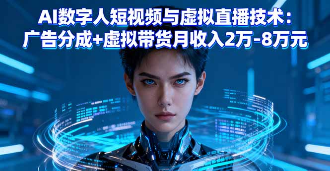 AI数字人短视频与虚拟直播技术：广告分成+虚拟带货月收入2万-8万元-世康聊项目