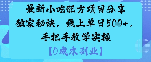 最新小吃配方项目分享独家秘诀，线上单日5张，手把手教学实操-世康聊项目