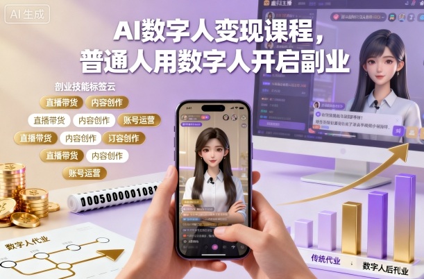 AI数字人变现课程，普通人用数字人开启副业-世康聊项目