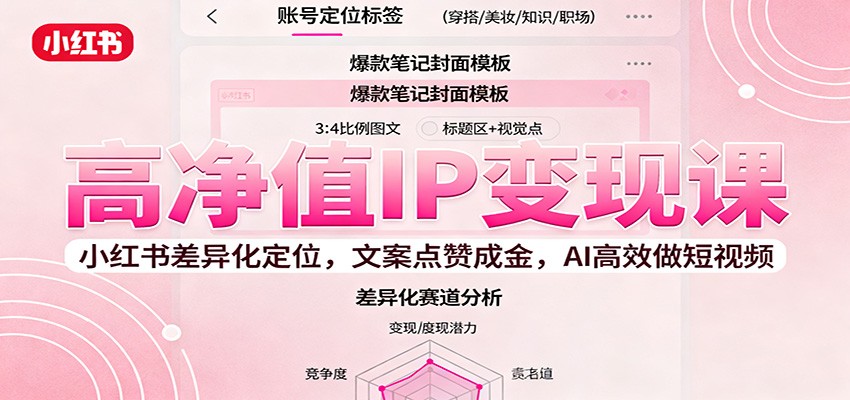 高净值IP变现课：小红书差异化定位，文案点赞成金， AI高效做短视频-世康聊项目