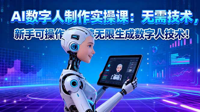 AI数字人制作实操课：无需技术，新手可操作，免费无限生成数字人技术！-世康聊项目