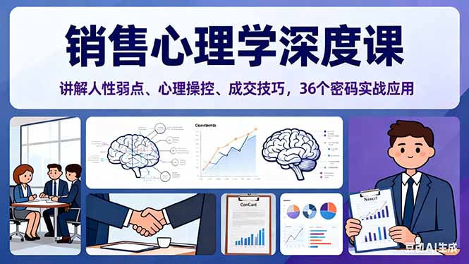 销售心理学深度课，讲解人性弱点、心理操控、成交技巧，36个密码实战应用-世康聊项目