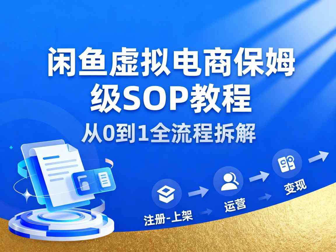 闲鱼虚拟电商，月入轻松过1W，保姆级SOP教程-世康聊项目