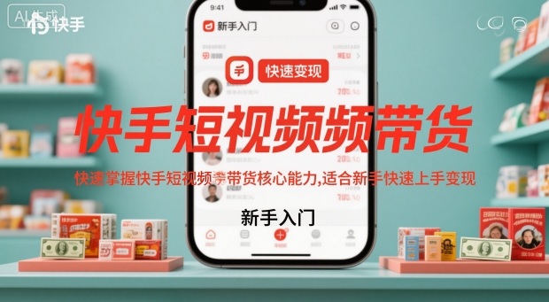 快手短视频带货，快速掌握快手短视频带货核心能力，适合新手快速上手变现-世康聊项目