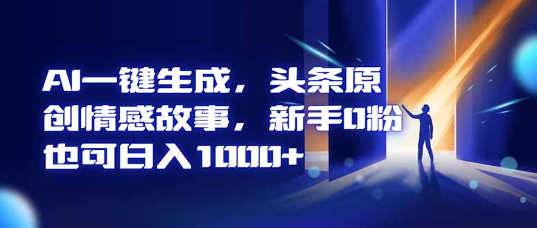 AI一键生成，头条原创情感故事，新手0粉也可日入1000+-世康聊项目