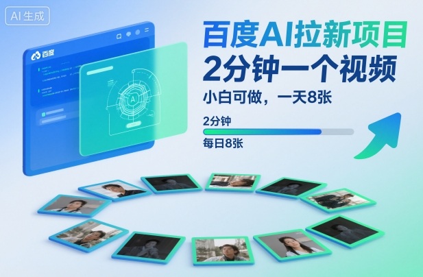 百度AI拉新项目，2分钟一个视频，小白可做，一天8张【附案例+保姆级教程】-世康聊项目