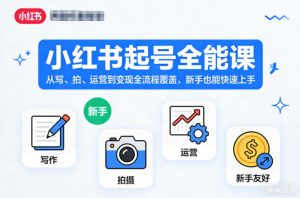 小红书起号全能课,从写、拍、运营到变现全流程覆盖,新手也能快速上手-世康聊项目