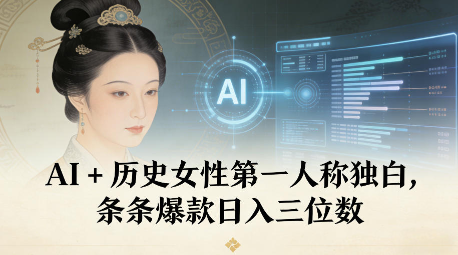 AI+历史女性第一人称独白，条条爆款日入三位数-世康聊项目