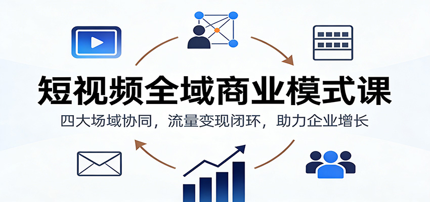 短视频全域商业模式课：四大场域协同，流量变现闭环，助力企业增长-世康聊项目