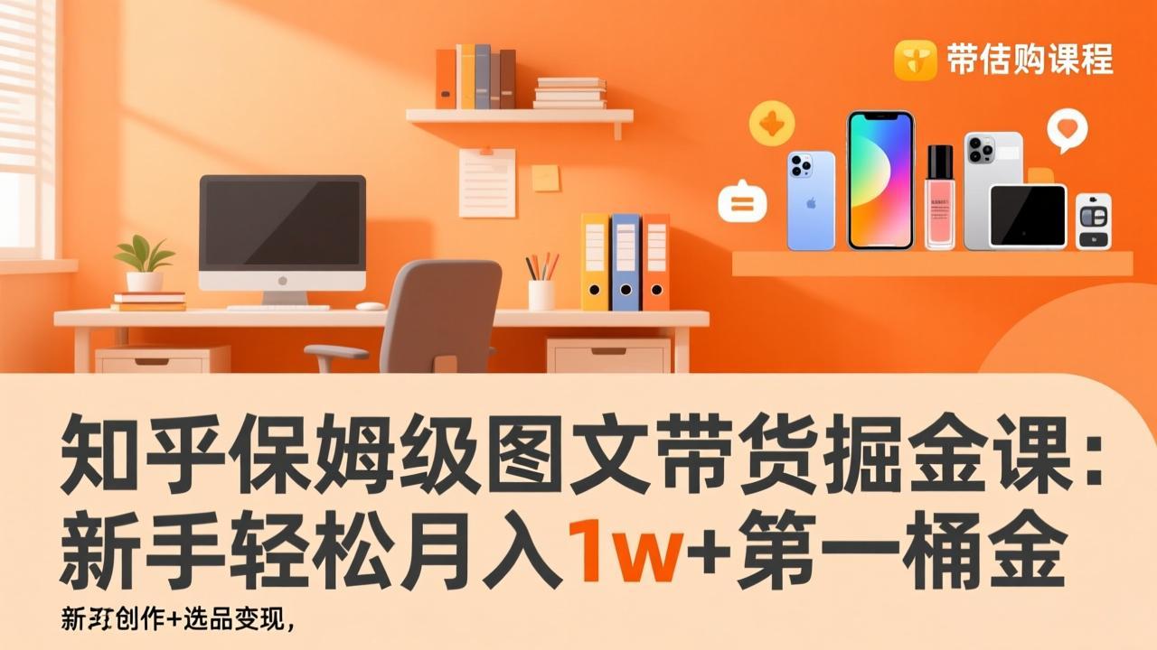 知乎保姆级图文带货掘金课：账号打造+爆文创作+选品变现，新手轻松月入1w+第一桶金-世康聊项目