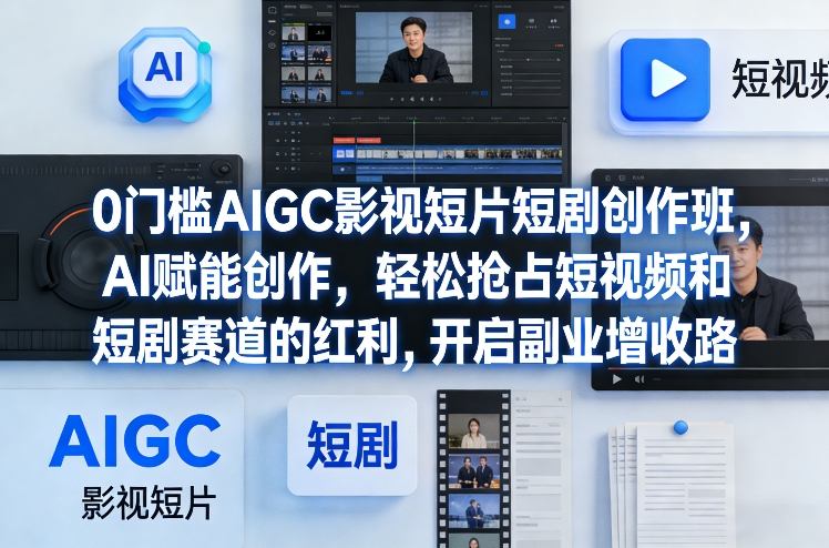 0门槛AIGC影视短片短剧创作班，AI赋能创作，轻松抢占短视频和短剧赛道的红利，开启副业增收路-世康聊项目