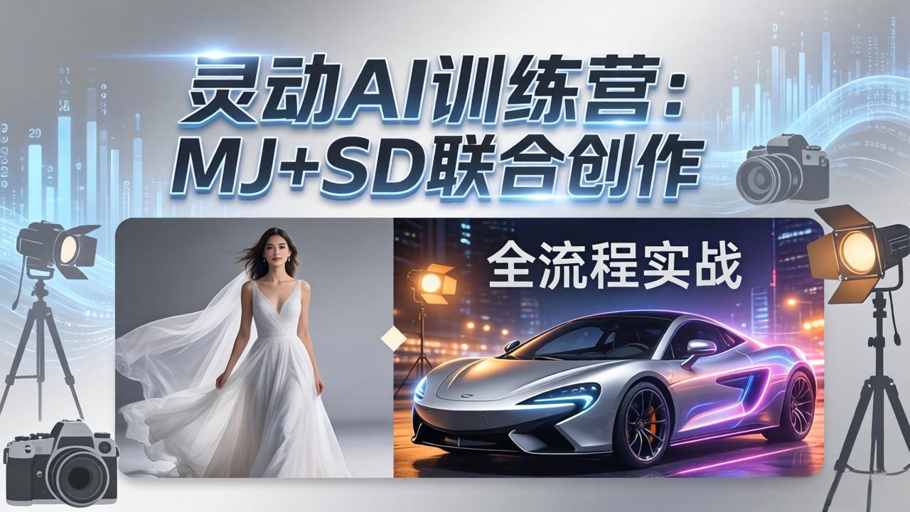 灵动AI训练营-3.0课程：MJ+SD联合创作，从婚纱大片到汽车广告，摄影后期全流程实战-世康聊项目