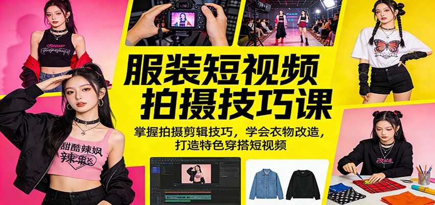 服装短视频拍摄技巧课：掌握拍摄剪辑技巧，学会衣物改造，打造特色穿搭短视频-世康聊项目