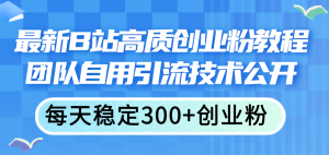 （11661期）最新B站高质创业粉教程，团队自用引流技术公开，每天稳定300+创业粉-世康聊项目