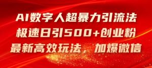 AI数字人超暴力引流法,极速日引500+创业粉,最新高效玩法,加爆微信【揭秘】-世康聊项目