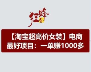 淘宝超高价女装项目,电商最好赛道,一单赚1000多-世康聊项目