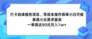 打卡自律服务项目,零成本操作简单小白可做,赛道小众需求量高,一单高达90元月入1w+-世康聊项目