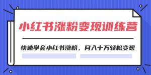 (11762期)2024小红书涨粉变现训练营,快速学会小红书涨粉,月入十万轻松变现(40节)-世康聊项目