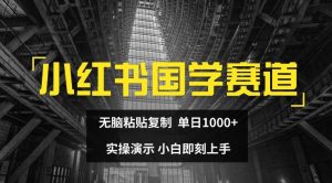 小红书国学赛道,无脑粘贴复制,单日1K,实操演示,小白即刻上手【揭秘】-世康聊项目