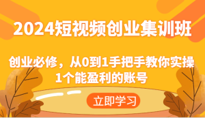 2024短视频创业集训班:创业必修,从0到1手把手教你实操1个能盈利的账号-世康聊项目