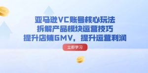 (11848期)亚马逊VC账号核心玩法,拆解产品模块运营技巧,提升店铺GMV,提升运营利润-世康聊项目