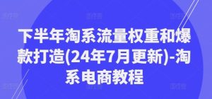 下半年淘系流量权重和爆款打造(24年7月更新)-淘系电商教程-世康聊项目