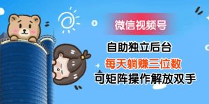 (11910期)微信视频号自助独立后台每天躺赚三位数可矩阵操作解放双手-世康聊项目