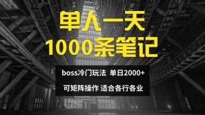 单人一天1000条笔记，日入2000+，BOSS直聘的正确玩法【揭秘】-世康聊项目
