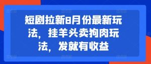 短剧拉新8月份最新玩法，挂羊头卖狗肉玩法，发就有收益-世康聊项目