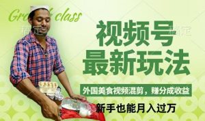 视频号新玩法，外国美食视频混剪，撸分成计划收益，视频制作简单，轻松月入过万【揭秘】-世康聊项目