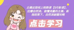 主播运营线上陪跑课【8月新课】,拉爆自然流,做懂流量的主播,新规政策下,自然流破圈攻略-世康聊项目