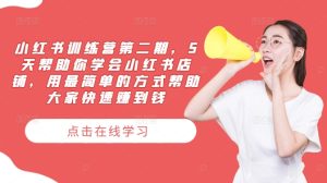 小红书训练营第二期，5天帮助你学会小红书店铺，用最简单的方式帮助大家快速赚到钱-世康聊项目