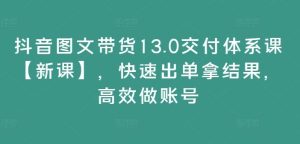 抖音图文带货13.0交付体系课【新课】,快速出单拿结果,高效做账号-世康聊项目