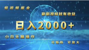 （12347期）短视频掘金，刷刷视频就有收益.小白无脑操作，日入2000+-世康聊项目
