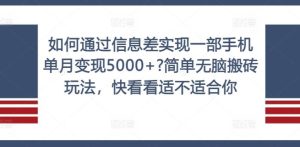如何通过信息差实现一部手机单月变现5000+?简单无脑搬砖玩法，快看看适不适合你【揭秘】-世康聊项目