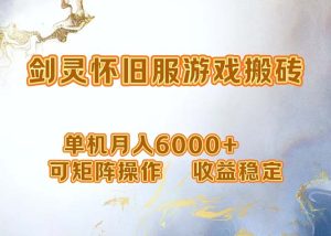 (12471期)网游剑灵打金搬砖,单机月入6000+,可矩阵操作,收益稳定。-世康聊项目